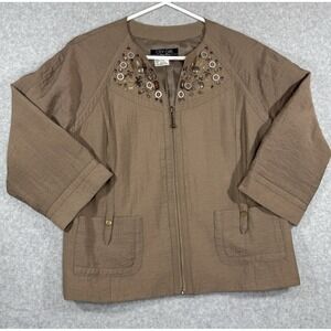 Nancy Bolen City Girl Jacket Women's Size Small Light Brown Lined Zip Up Pockets